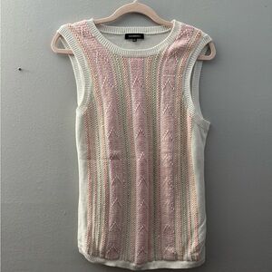 525 America Pink and White Knit Tank Top